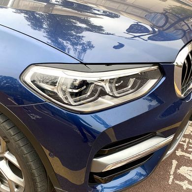Накладки на фары, реснички BMW X3 G01 X4 G02 черный глянец АБС