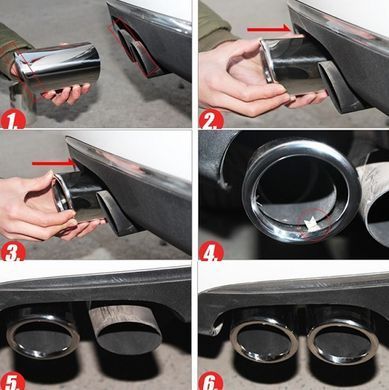 Наконечники глушителя Audi A1 A3 A4 Q5 / VW Bora Polo Passat B7 CC Golf 6 7 Tiguan черные 7.5 см