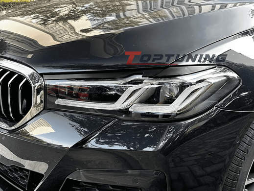 Реснички на BMW 5 G30/G31 (2021-2023) черный глянец ABS-пластик