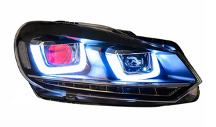 Оптика передня, фари на Volkswagen Golf 6 з червоною лінзою