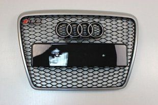 Решітка радіатора Ауді A6 C6 стиль RS6, чорна + хром рамка (04-11 р.в.)