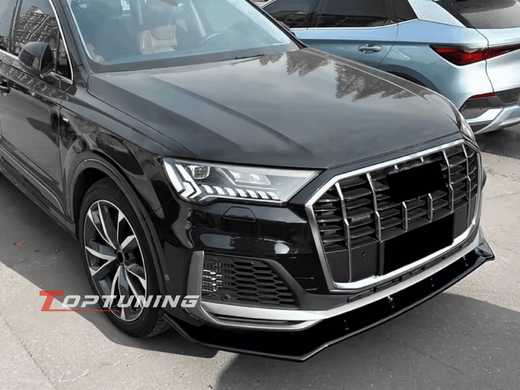 Накладка переднего бампера Audi Q7 S-line( 20-23 г.в.) черный глянец
