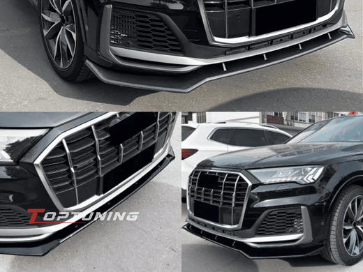 Накладка переднего бампера Audi Q7 S-line( 20-23 г.в.) черный глянец