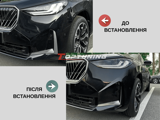 Накладки переднього бампера BMW X3 G45 M Sport 2025+ чорний глянець