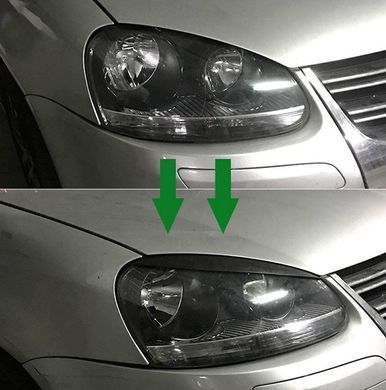 Накладки на фары, реснички Volkswagen Golf 5 черный глянец ABS-пластик